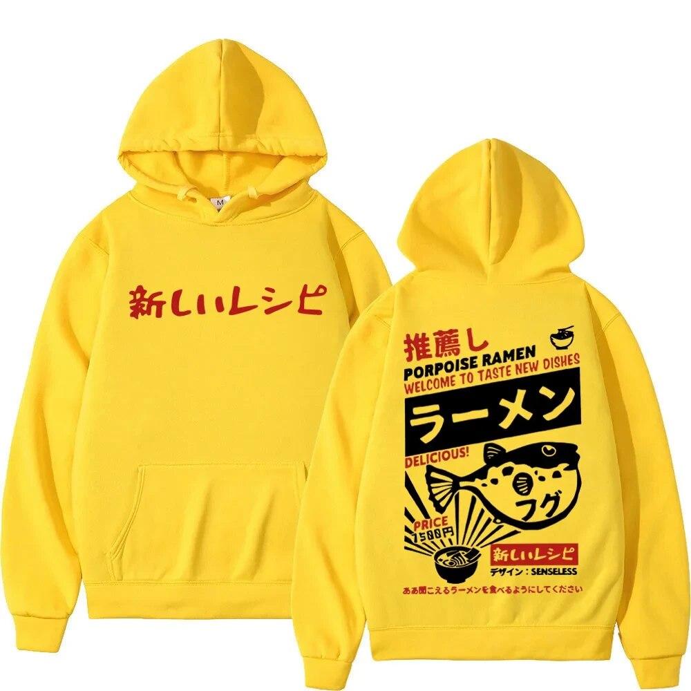 Mikiny Unisex Dámské Harajuku Móda Oversized Pulovry Vintage Trend Mikiny s kapucí Streetwear Funny Japanese Ramen Potištěné Unisex