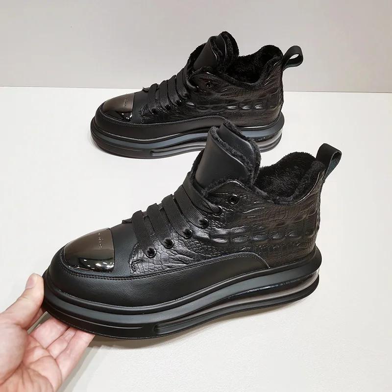 Pantofi pentru bărbați din piele de vacă, pantofi casual de modă cu vârf înalt, pantofi cu pernă de aer pentru bărbați, pantofi sport cu talpă moale, marca de top pentru bărbați