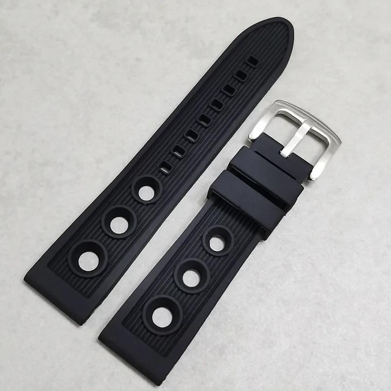 

rubber strap fit Soleil silicone watch with black bird Yellow Wolf Seiko canned universal bracelet 22mm 24mm 22MM