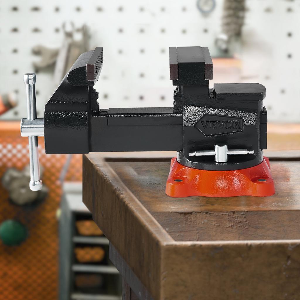 VEVOR Bench Vise, 140 mm(5.5") Jaw Width, 140 mm(5.5") Max Jaw Opening Multipurpose Vise with 360 degreesSwivel Locking Base