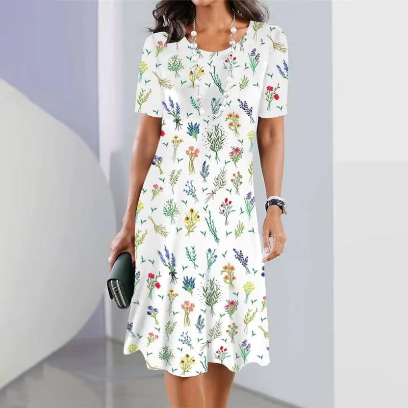 Summer Fashion Elegant Women Dress Loose Casual Dress Women New Printing  Temperament Casual Comfortable Beach Dress
