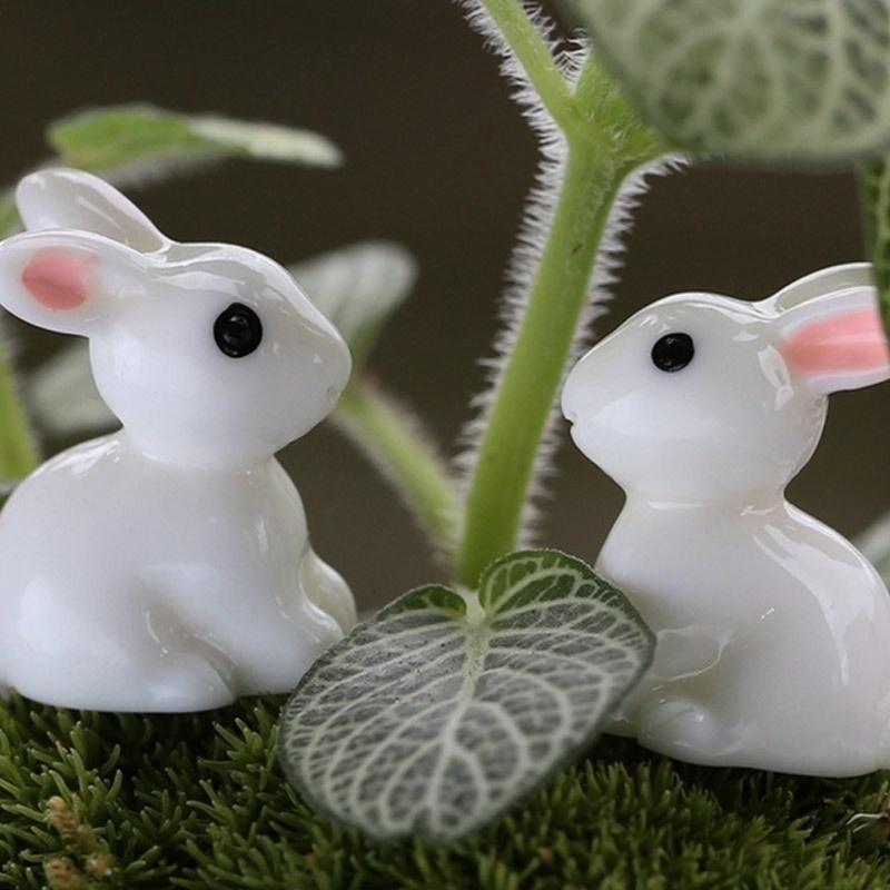 15 Pcs Lovely Miniature Mini Rabbit Resin Garden Fairy Ornament Flower Plant Pot Home Figurine Animal Decor
