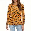 Women's Fashion Casual Halloween Printed Round Neck Long Sleeve Pullover Top