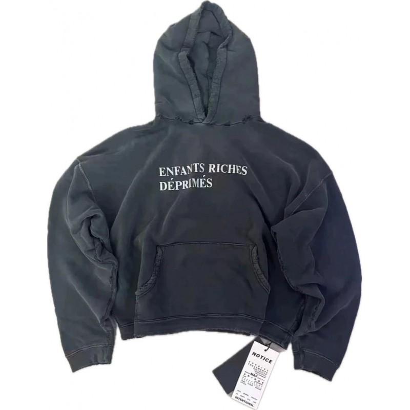 Vintage West Coast Hooded Zip-Up Sweatshirt With Sanskrit Script Print Relaxed Fit Cotton Pullover Men