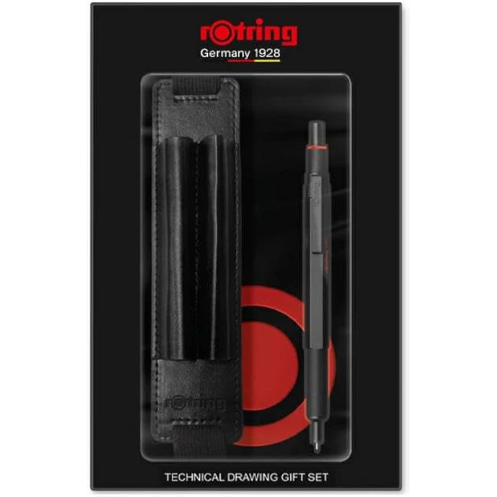 Rotring Rotring 1 Pack Gift Set 600 Mechanical Pencil Pen Pouch Notebook (Black 611936)