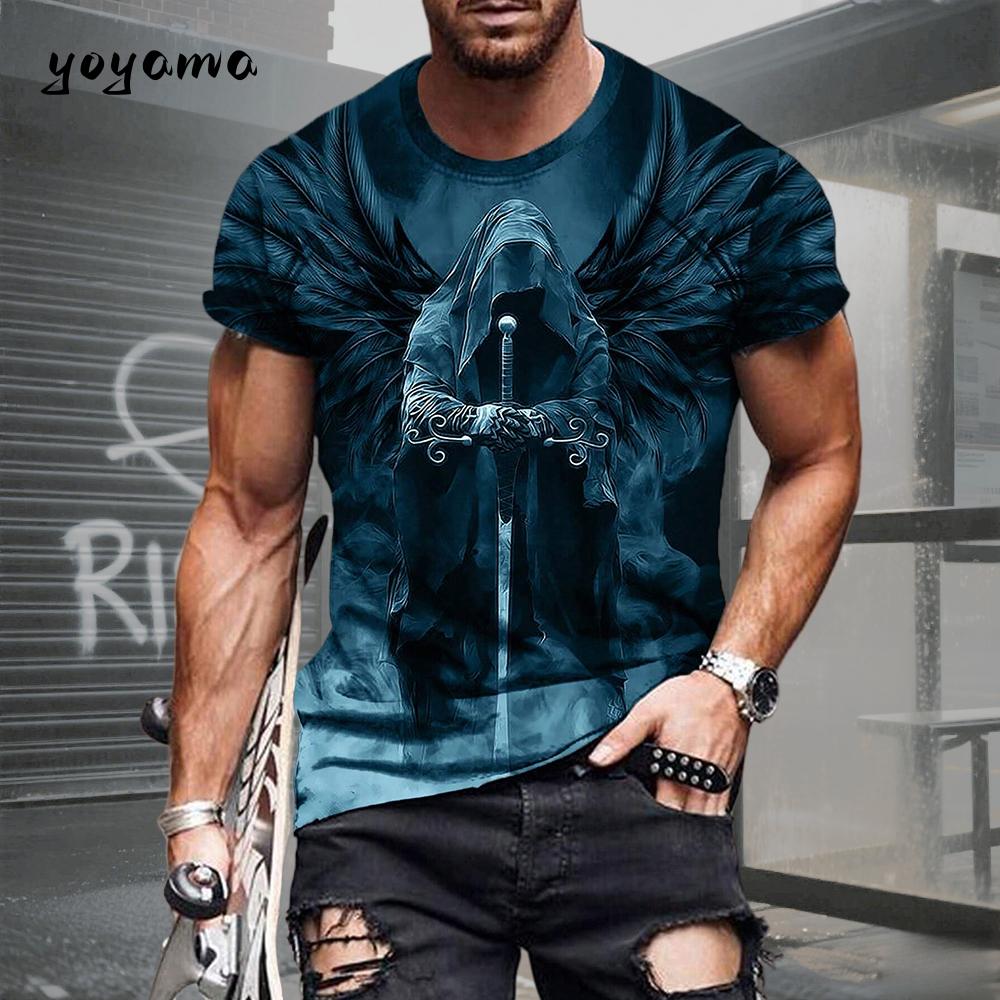 Herren T-Shirt Totenkopf Print T-Shirt Herren Totenkopf Grafik T-Shirts Herren Sommerkleidung Herren T-Shirts Kurzarm T-Shirt Harajuku Herren Kleidung