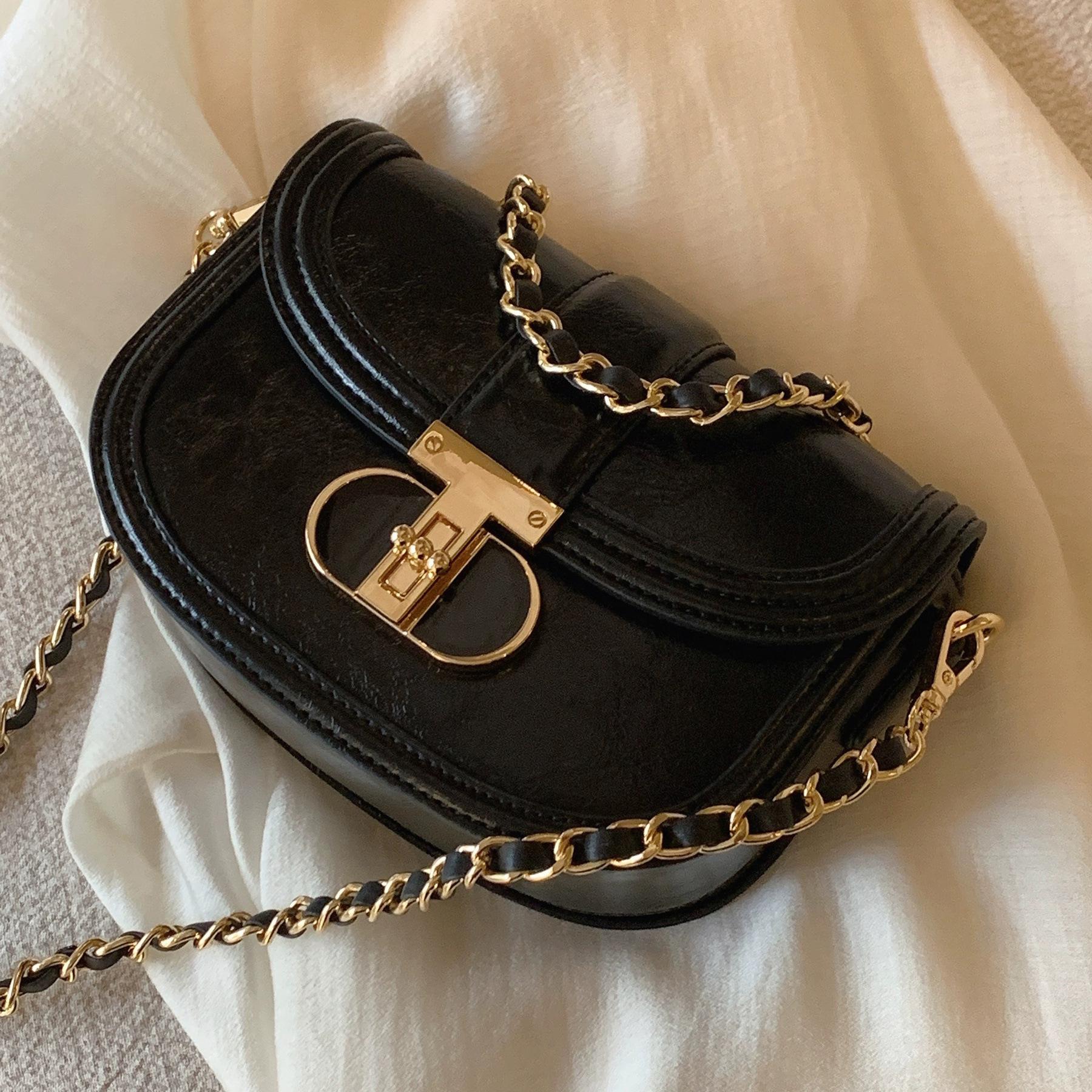

Fashion Dick Lounge Saddle Bag Crossbody Bag Commuter Bag Women s Chain Shoulder Bag 19*14*8 чёрный
