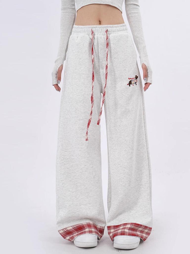 Women's Sporty Retro Wide-Leg Sweatpants, Cuffed, 2025 Design – Loose Fit for Autumn/Winter Casual Wear