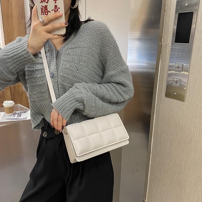 New Style Ladies Shoulder Bag Simple Western Style Checkered Bag Urban Simple Small Square Bag Portable Messenger Shoulder Bag