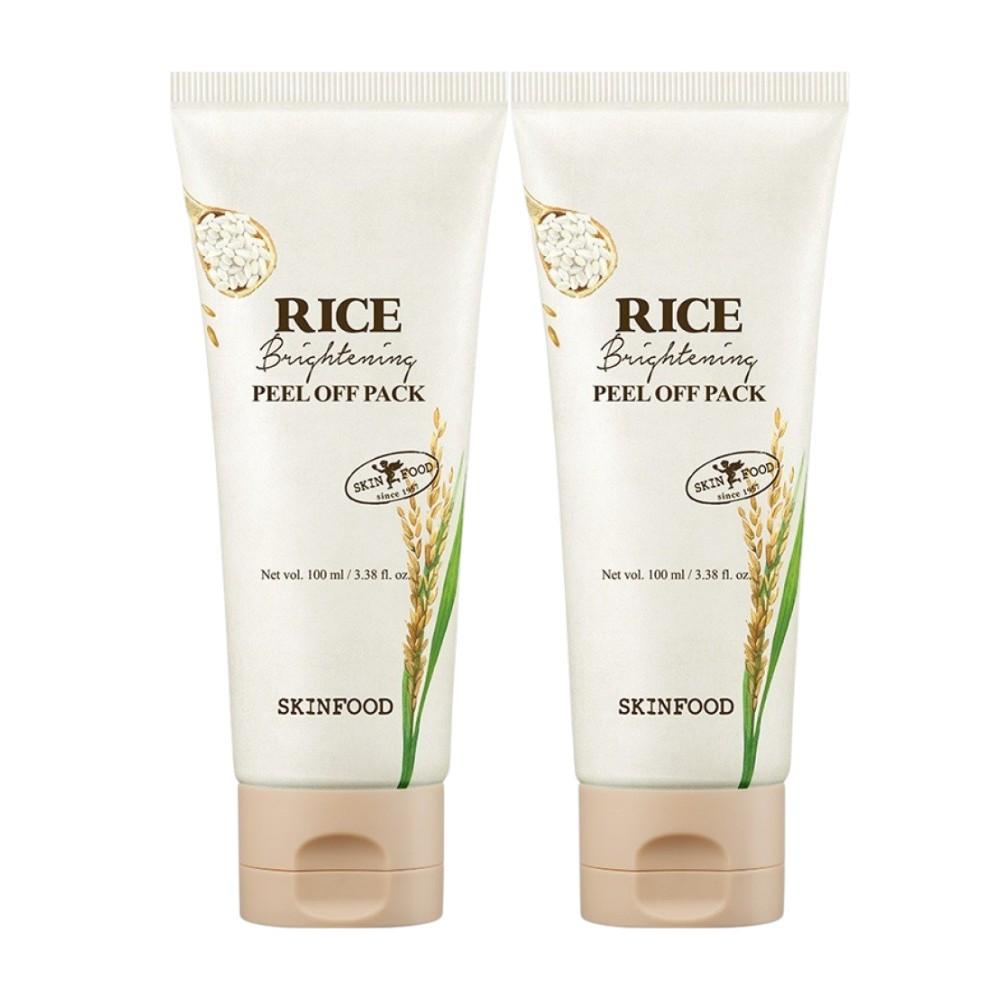 SKINFOOD Rice Daily Brightening Peel Off Pack 100ml x 2-Pack - Deep Pore Purifying & Smoothing Mask - Radiant Korean Skincare Bundle