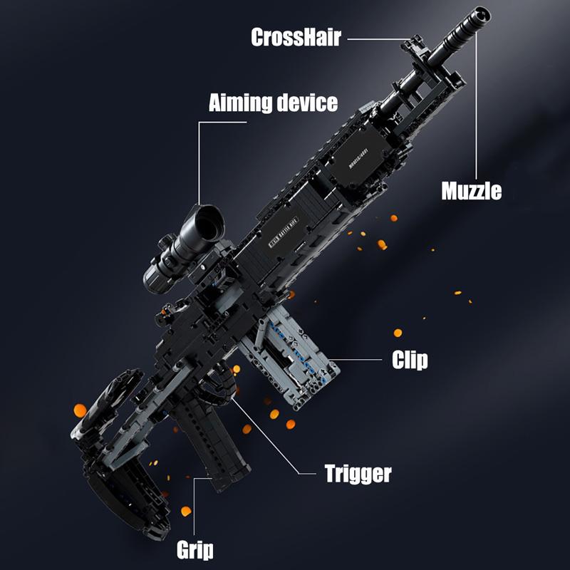 Military Gun MK14 Battle Rifle Army M24 Sniper Rifle Model Building Blocks Set Weapon Bricks Kits Toys For Children Boys Gifts