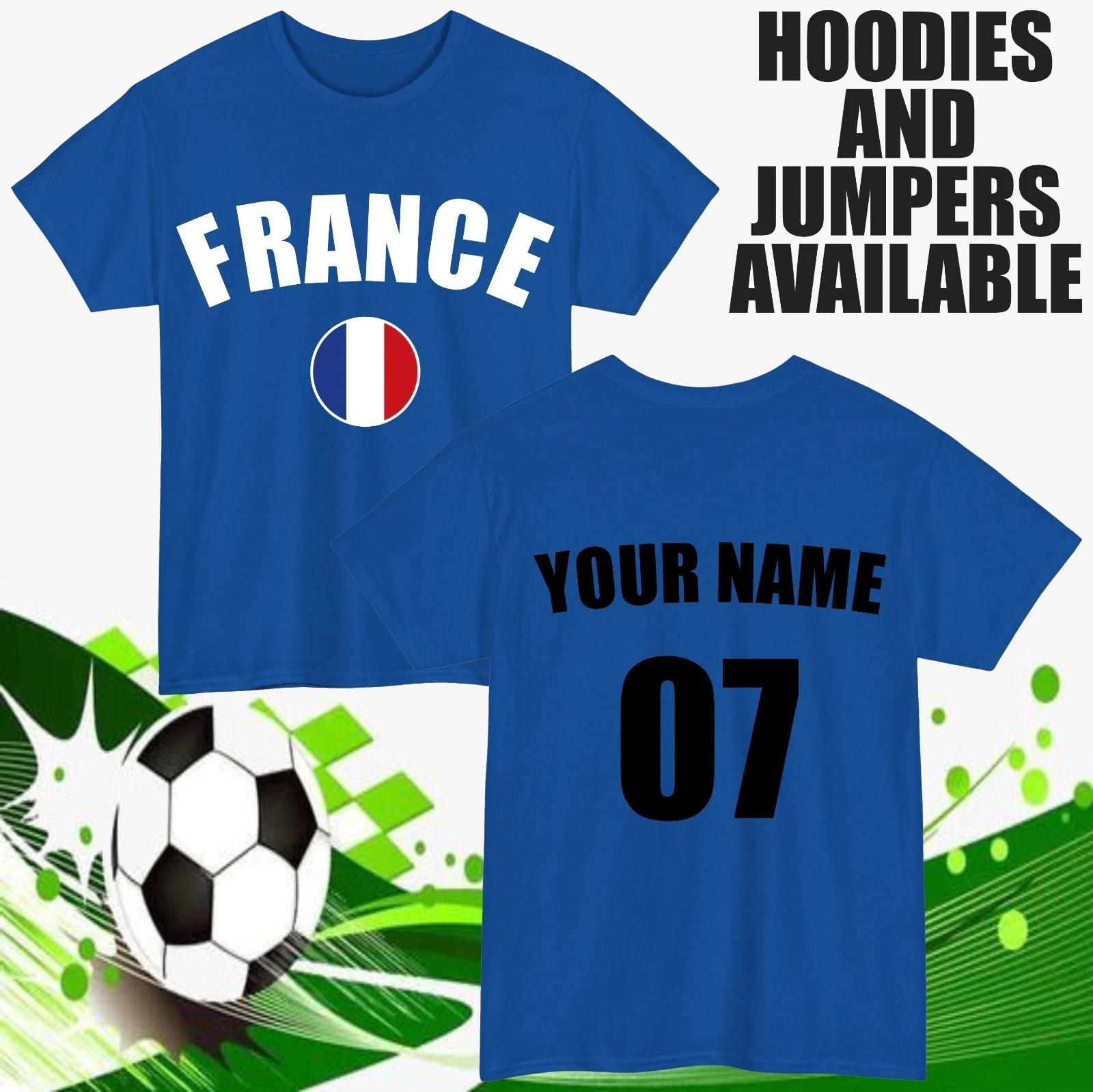 Personalised France Football T-T-Shirt Customised Name & Number Sports Gift Top S