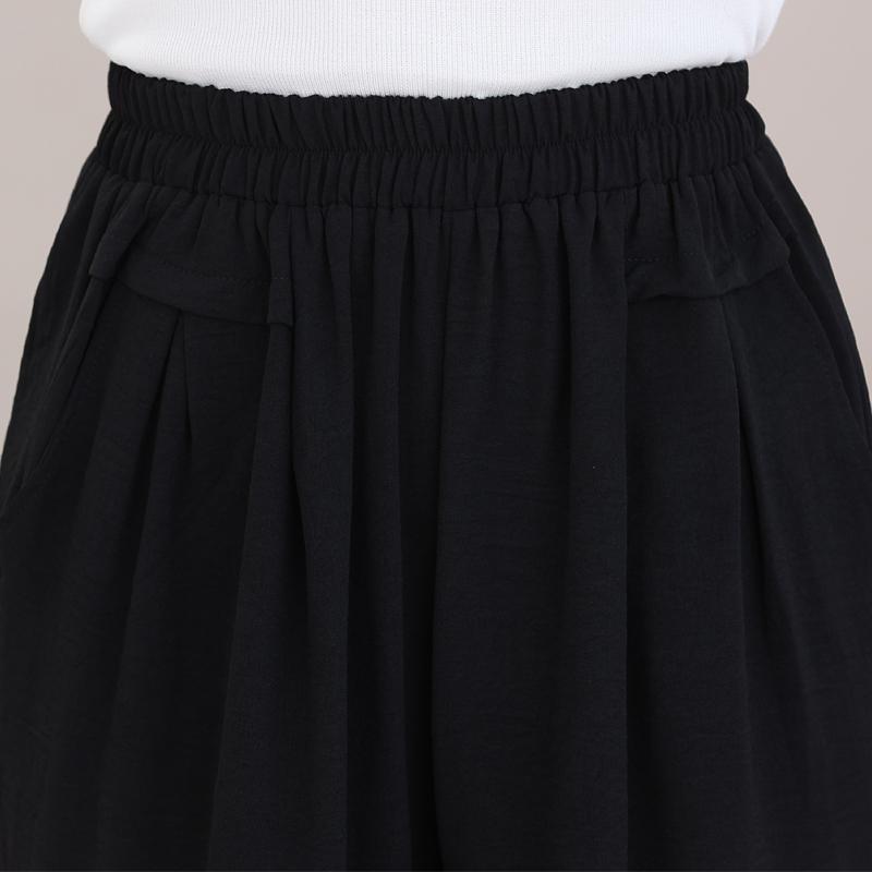 Summer Wide Leg Pants Women Clothes Casual Elastic Waist Plus Size High Waist Black Pants