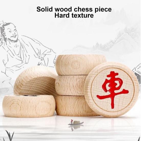 1 Set Wooden Chinese Chess with Plastic Paper Chessboard Travel Traditional Chinese Xiangqi Chess Pieces Strategy Board Game Teens Adults Gift