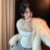 #Summer new pure desire wind heavy industry drill chain belt scarf tube top vest slim one-piece with chest pad
