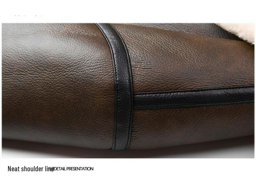 Men's Trendy Shearling & PU Leather Motorcycle Jacket - Autumn/Winter Short Lambswool Outerwear