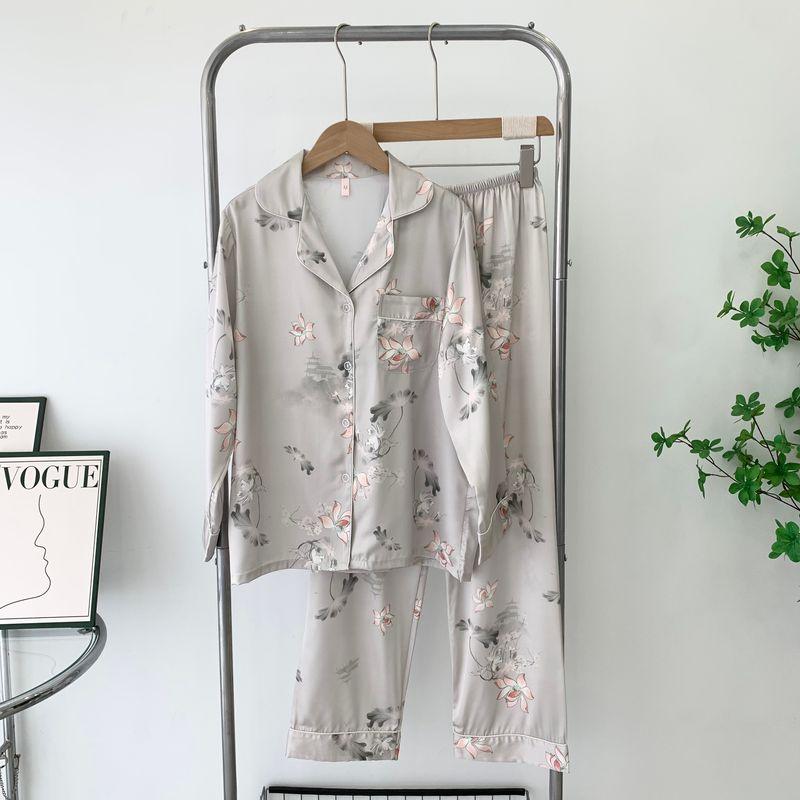 Silk Pajamas Women's Suit Spring & Fall New Arrival Air-Conditioned Room Home Wear Outwear Long Sleeves 2025 Fancy Pajamas