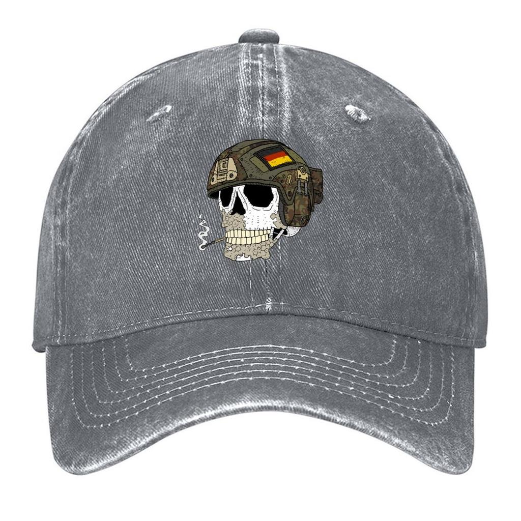 German Bundeswehr flecktarn skull with fast helmet Baseball Cap derby hat Bobble Hat Rave Golf Women Mens
