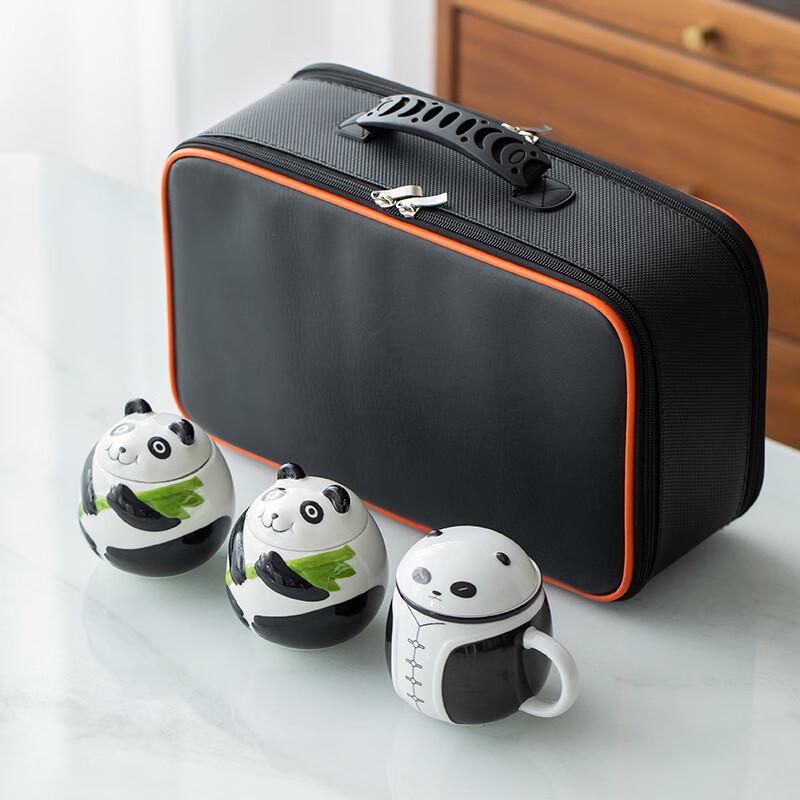 

Panda Ink Wash Ceramic Portable Travel Tea Set