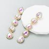 Women's Drop Earrings Alloy Inlaid Colored Rhinestones Long Premium Feel Temperament Earrings