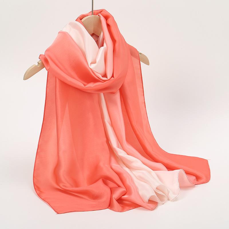 Spring and summer new gauze women's fashion gradual change long shawl, fashion trend sunscreen silk scarf thickened scarf