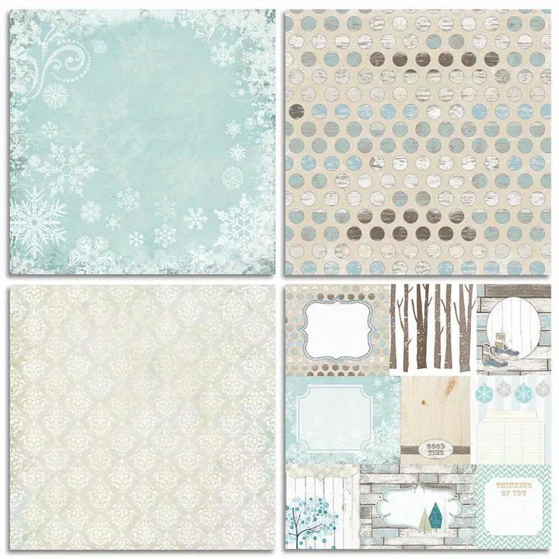 24 - Sheet Winter Snow Themed Craft Paper - 6×6" for Scrapbooks, Journal Decoration & Festive DIY