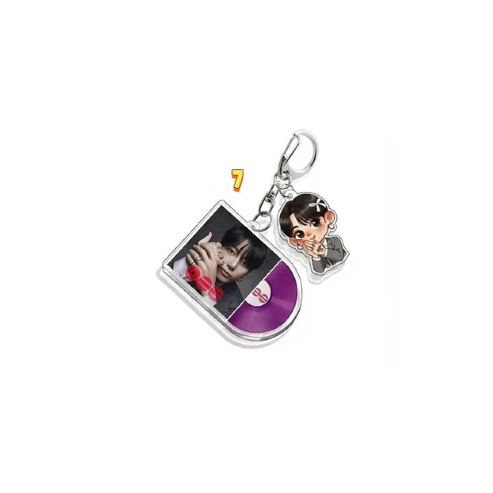 BTS Vinyl Record-style Keychains, Cute Real-life and Cartoon Member Designs, Celebrity Merchandise Support Pendants, 8 Styles Available