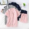 Pijamale Vară Pantaloni subțiri cu mâneci scurte Pijamale 100% bumbac Costum simplu pentru serviciu la domiciliu Lenjerie de dormit pentru femei