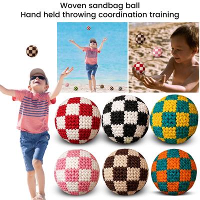 6 Piece Set Woven Patterned Handheld Bean Bags for Toss and Catch Coordination Training Soccer Style Balls