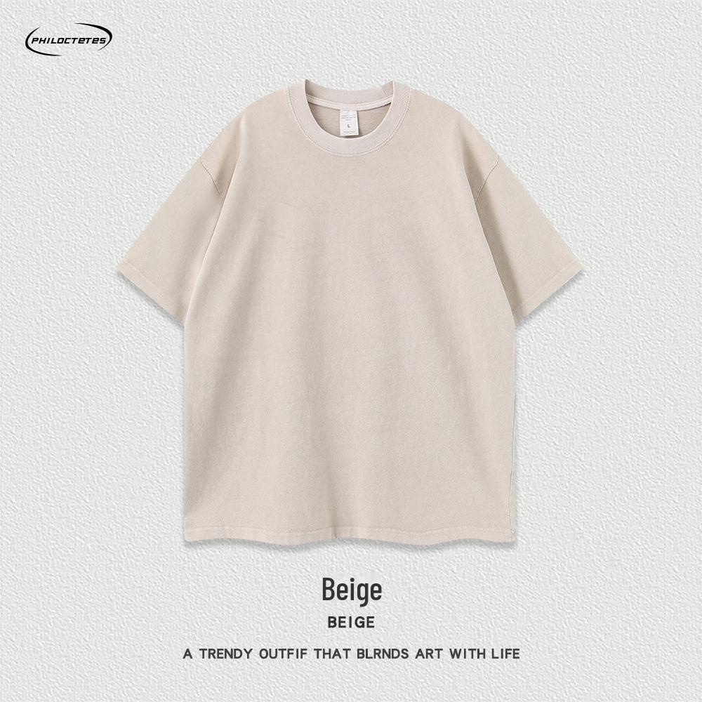 

Мужская винтажная футболка из льна и хлопка плотностью 260 г, стираная, с коротким рукавом, летний стиль L