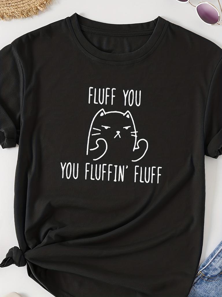 Cat Print Crew Neck Tshirt Casual Short Sleeve Tshirt For Spring Summer Unisexs Clothing