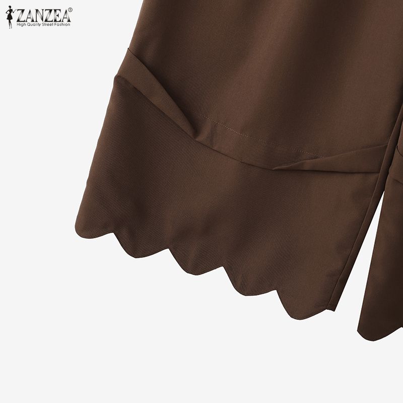 ZANZEA Pantaloni Corti Larghi Elasticizzati Casual da Donna