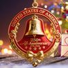 3Pcs Christmas Tree Pendant U.S. 250th Anniversary Bell Ornament Festive Atmosphere Creators with Hanging Rope