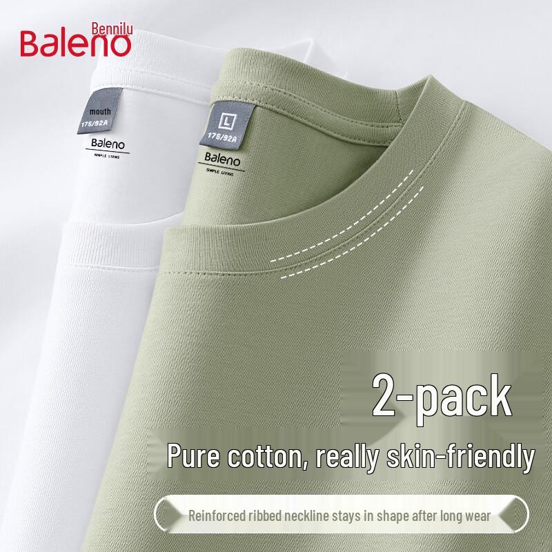 

Мужская футболка Baleno, 2 шт., 100% хлопок, свободный крой, короткий рукав 3XL