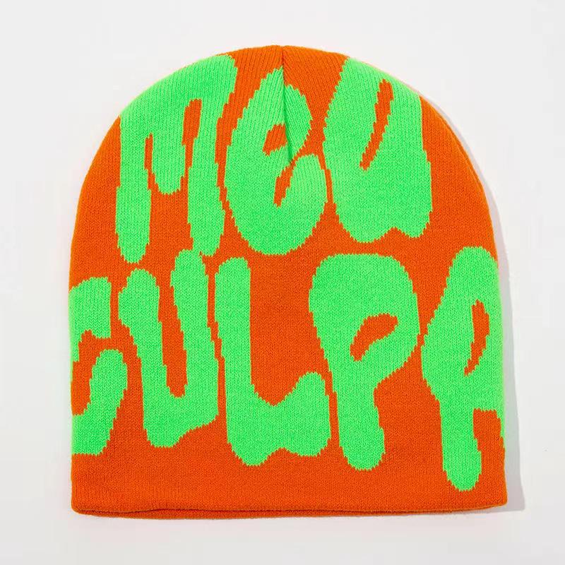 European and American Trendy Letter Jacquard Beanie - Cross-Border Hot-Selling Pullover Knit Hat
