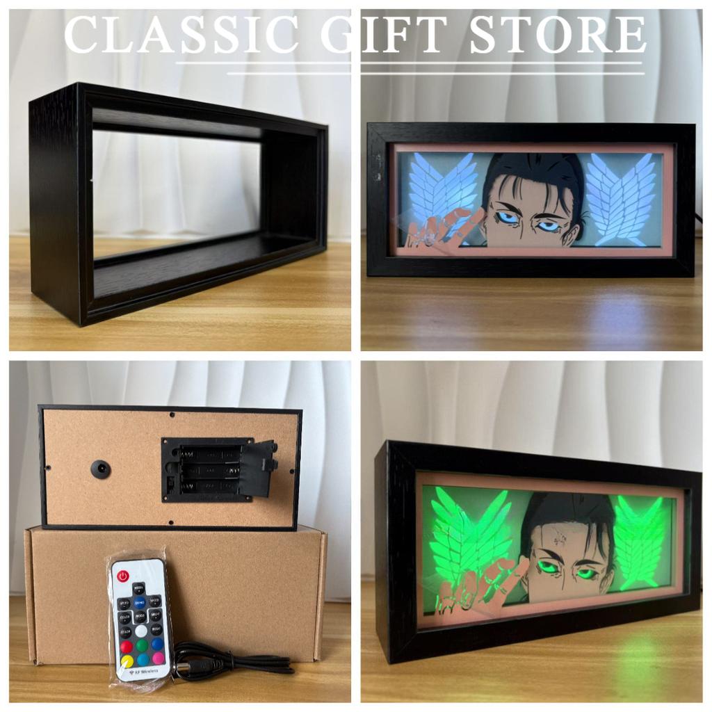 Black Photo Frame Kaneki Ken Cartoon Paper Carving 3D Anime Lamp LED Light Box Action Figure Room Decoration Lamp Christmas Gift