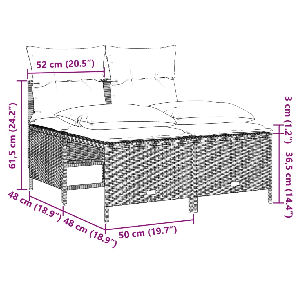 4 Piece Grey Outdoor Sofa Set with Cushions