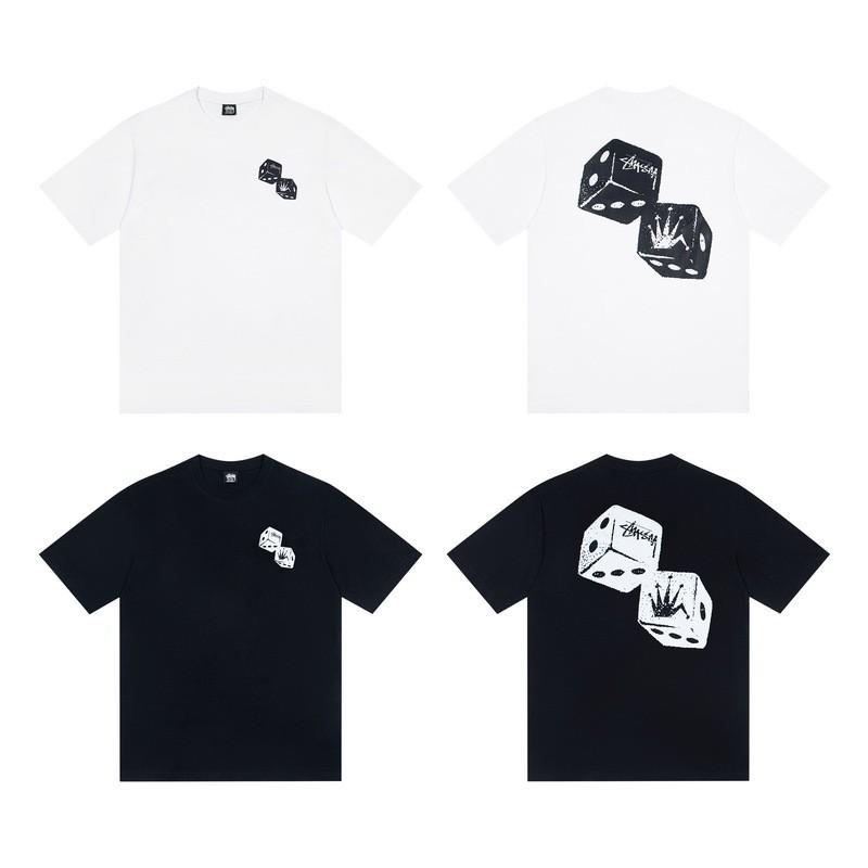 Stussy Nera 8 Classica Filigrana Stampa Lettere 2025 Unisex Streetwear Vestibilità Larga Maglietta in Cotone