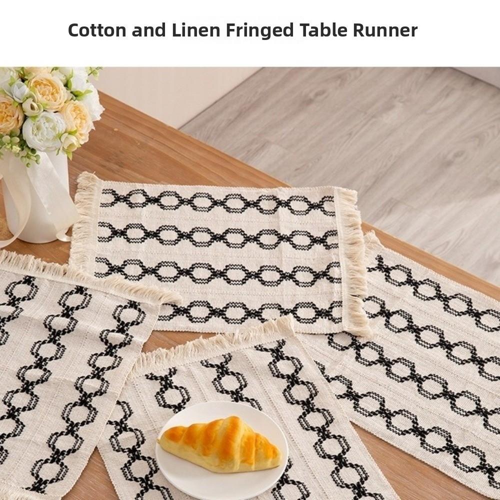 2 Stück Moderne Tischsets aus Leinen-Baumwolle Handgefertigt Quaste Doppelfarbig Spleißend Hitzebeständige Unterlage Bauernhaus Esstischmatte
