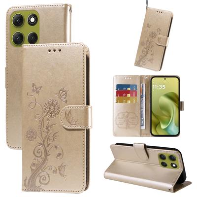 For Motorola Moto G86 Power 5G/G86 5G Leather Case Butterfly Floral Imprint Wallet Stand Cover