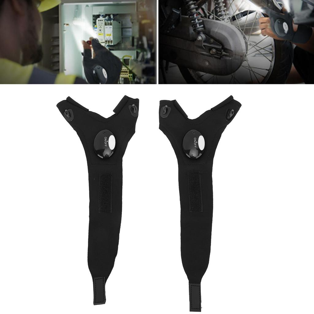 Industrial LED Flashlight Gloves Waterproof Adjustable Fingerless Glove Lights for Electricians Mech