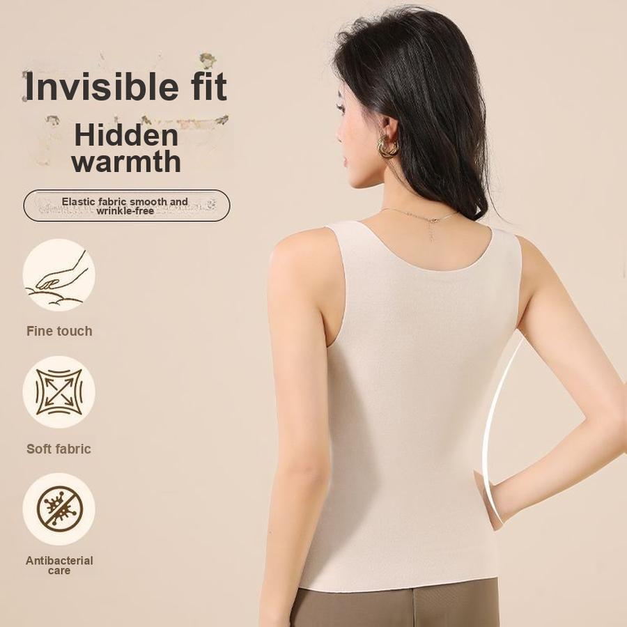 Graphene Bamboo Fiber Thermal Underwear for Women - Seamless Bra, Adjustable Back, Heat-Generating Base Layer, Winter Warming Vest