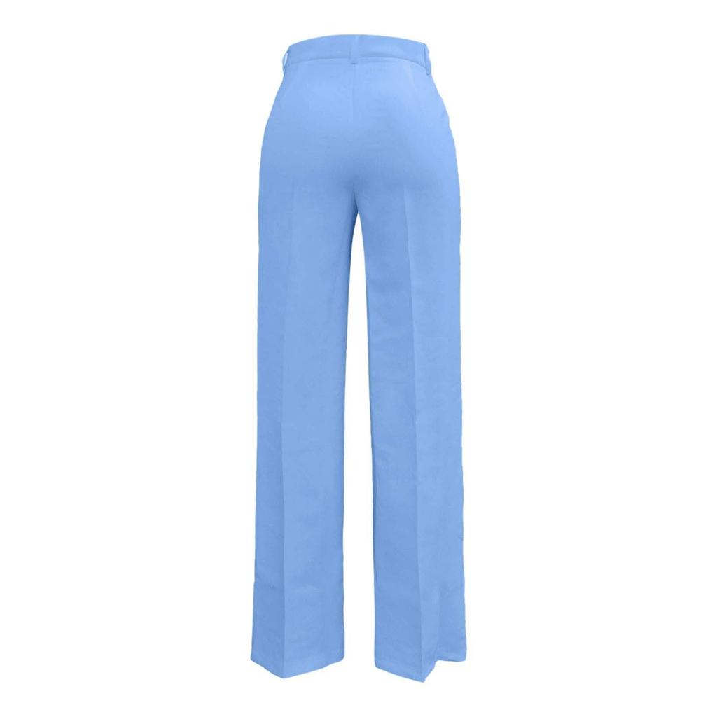 Women Elastic High Waist Pant Casual Fit Wide Leg Long Pants Trousers With Pockets