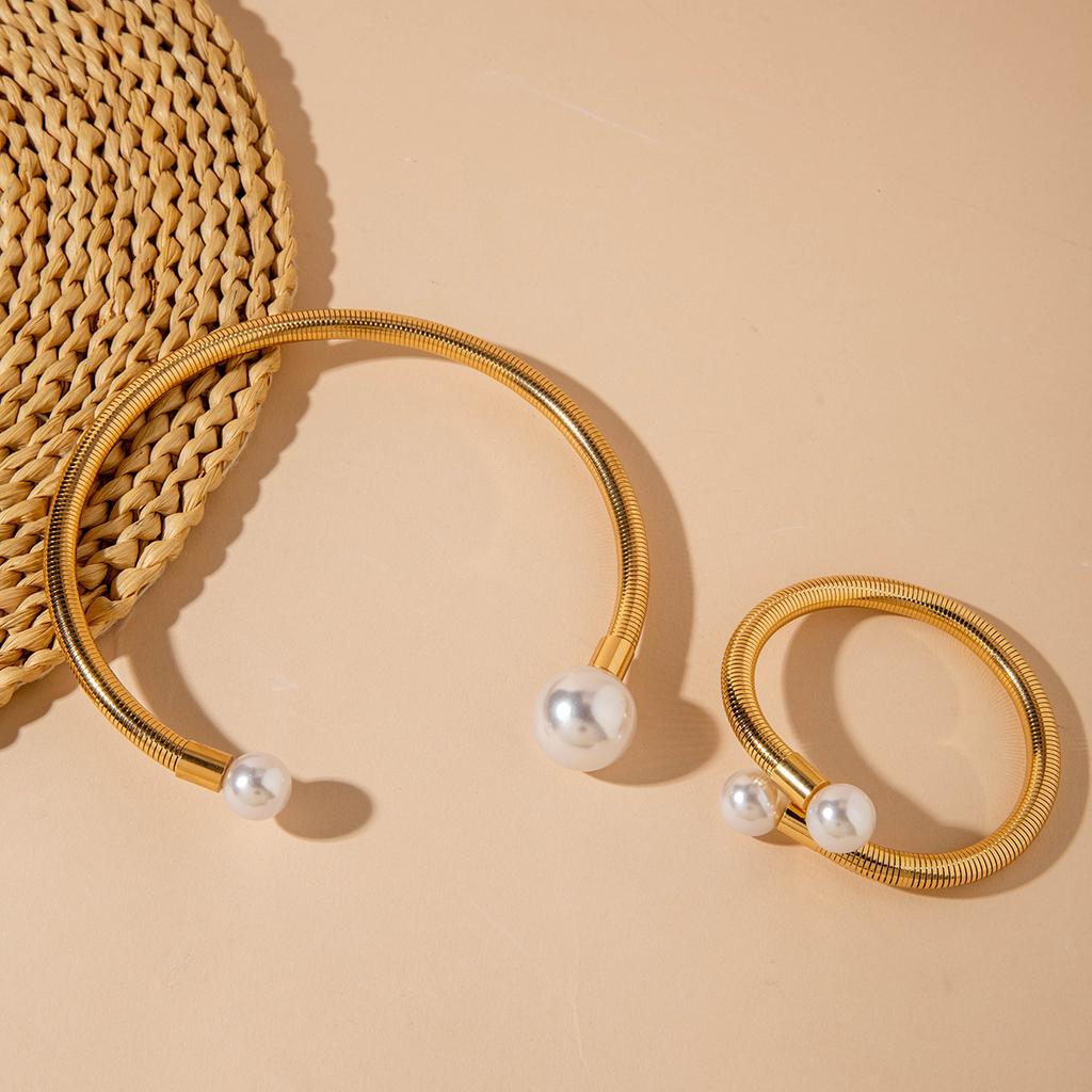 Design Niche Collar Cold Wind Snake Bone Chain Adjustable Pearl Bracelet Versatile Personality Necklace Hand Jewelry