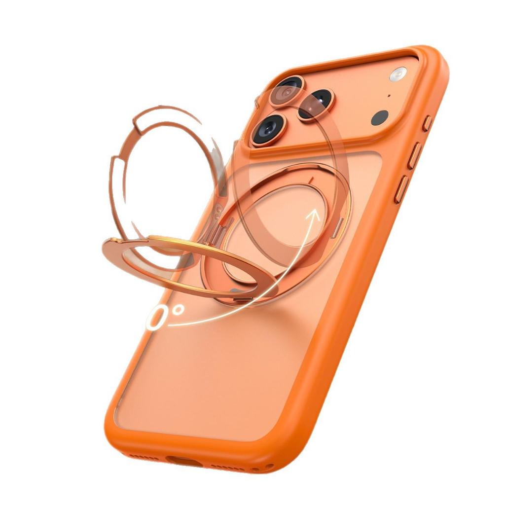 Compatible iPhone 17 Pro Skin-Feel Case with Magnetic Rotating Stand & Button Protection for Apple 16 Pro Max