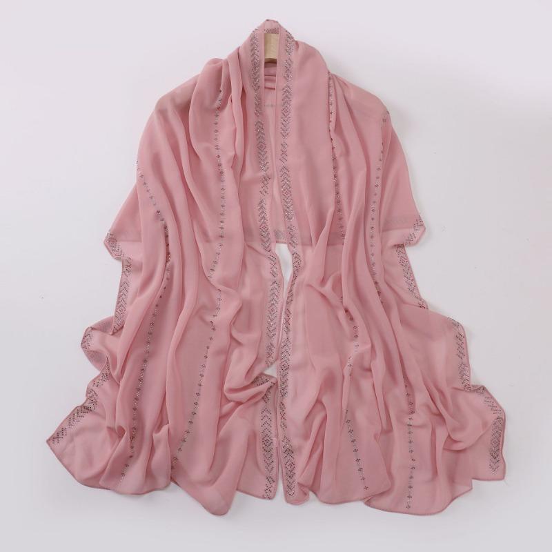 Neuer langer Perlen-Chiffon-Schal mit Strasssteinen Ethnisch für Damen S