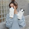 Winter Warme Handschuhe Flauschige Tier-Fäustlinge Plüsch-Panda Halbfingerhandschuhe mit Klappdeckel Warme Handschuhe für Kaltes Wetter