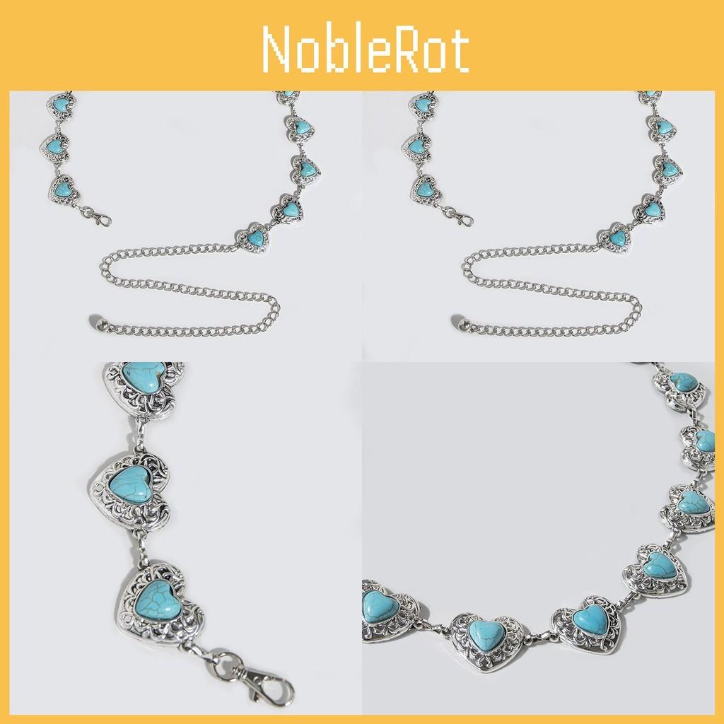 Women Waist Metal Chain With Heart Shaped Turquoise For Chic Winter Accessories