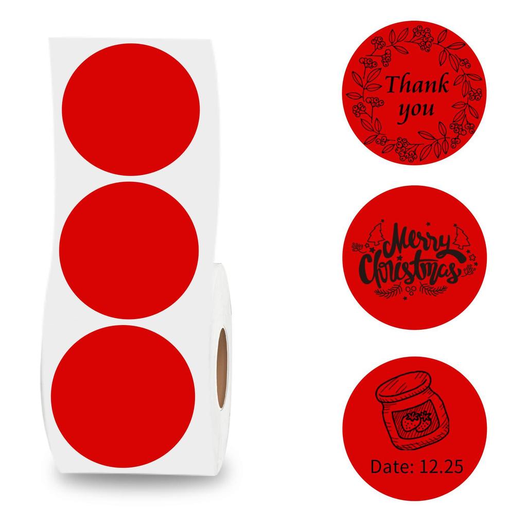 2 Inch Circle Thermal Sticker Labels Self-Adhesive Round Direct Thermal Multi-Purpose Roll Thermal Stickers-600 Labels/1 Roll
