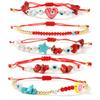 Ximang Fashionable Red Coral Bead Bracelet Set With 2026 Heart Gold Plated Detailing Adjustable Size for Gift